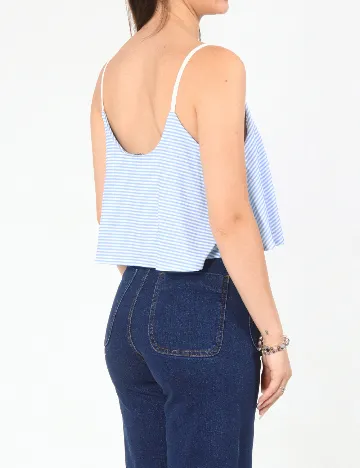 Top Zara, alb/albastru