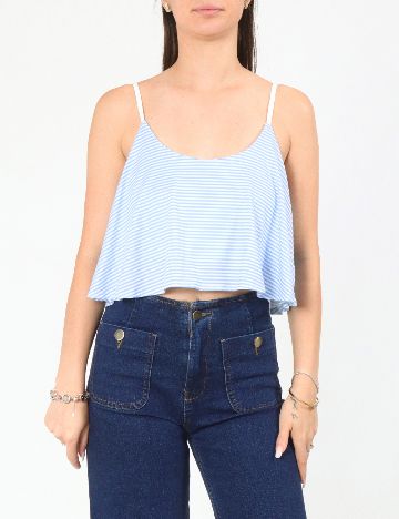 Top Zara, alb/albastru