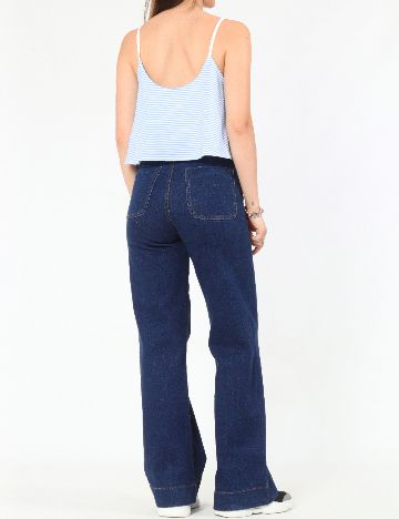 Top Zara, alb/albastru