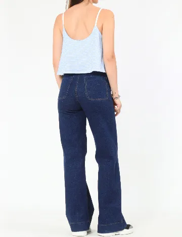 Top Zara, alb/albastru