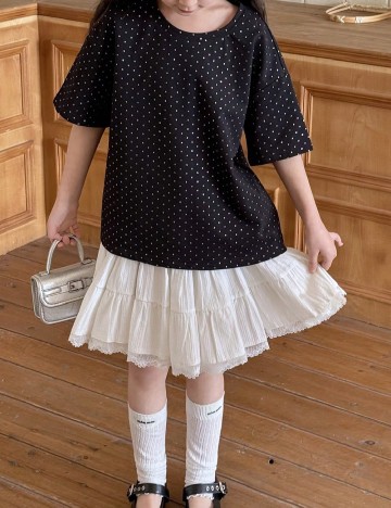 Tricou Oversize Shein Kids, negru