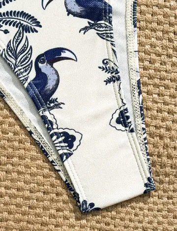 Costum de baie SHEIN, crem/albastru