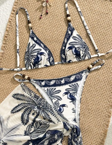 Costum de baie SHEIN, crem/albastru