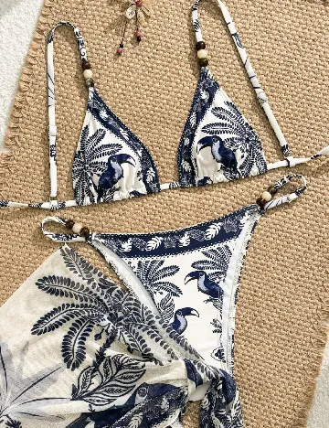 Costum de baie SHEIN, crem/albastru