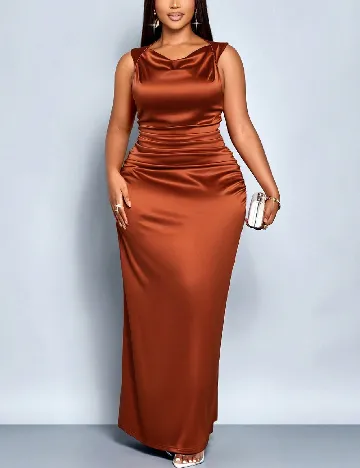 Rochie lunga SHEIN CURVE, caramiziu