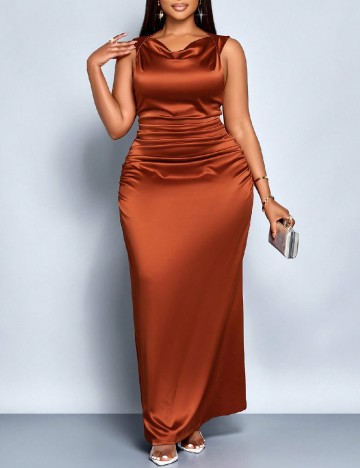 Rochie lunga SHEIN CURVE, caramiziu
