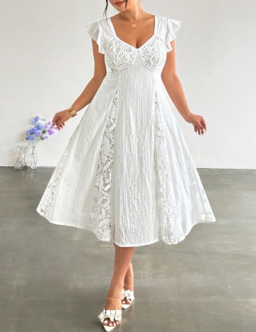 Rochie medie SHEIN CURVE, alb