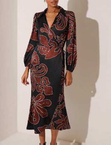 Rochie medie SHEIN, negru/maro