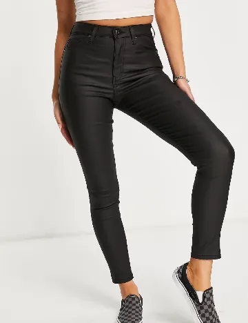 Pantaloni imitatie de piele Top Shop, negru