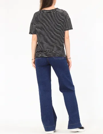Tricou Zara, negru/alb
