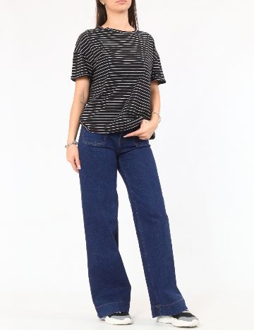 Tricou Zara, negru/alb