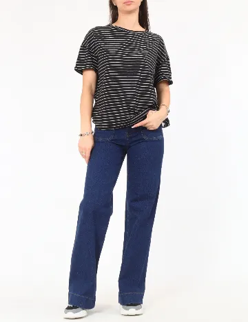Tricou Zara, negru/alb