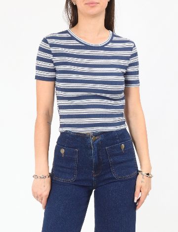 Tricou Zara, albastru/alb