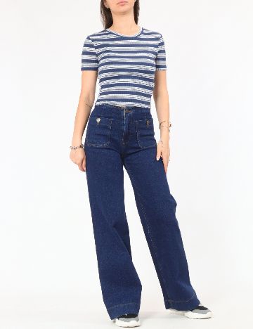 Tricou Zara, albastru/alb
