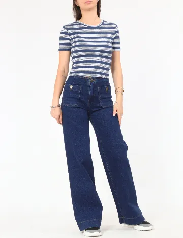 Tricou Zara, albastru/alb