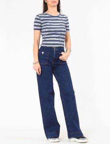 Tricou Zara, albastru/alb
