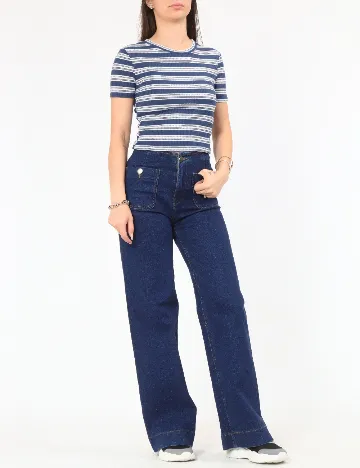 Tricou Zara, albastru/alb
