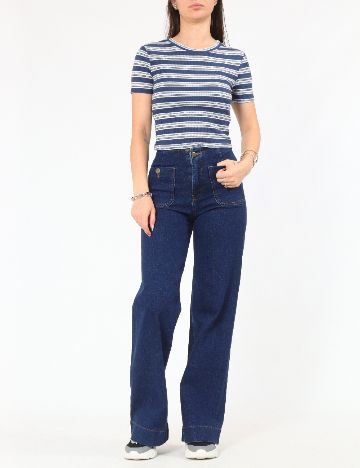 Tricou Zara, albastru/alb