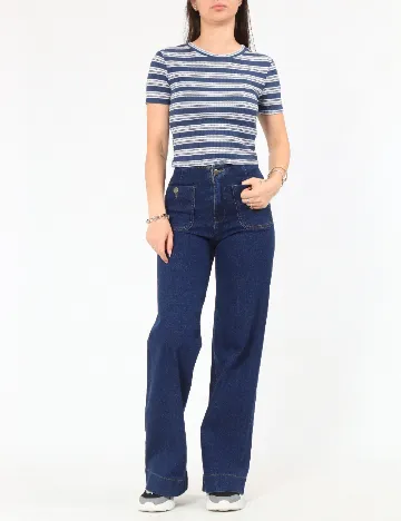 Tricou Zara, albastru/alb