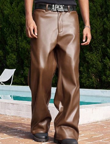 Pantaloni imitatie de piele SHEIN, maro