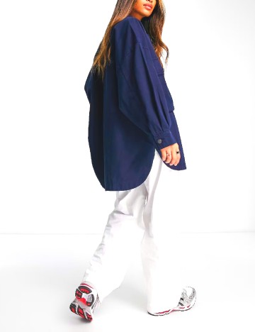 Jacheta Oversize Waven, bleumarin