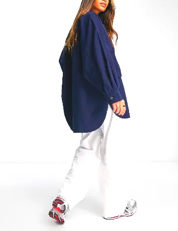 Jacheta Oversize Waven, bleumarin