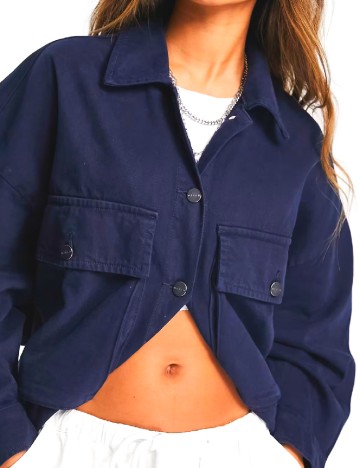 Jacheta Oversize Waven, bleumarin