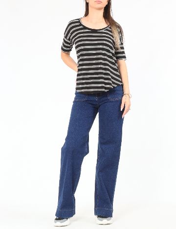 Tricou Pull&Bear, alb/negru