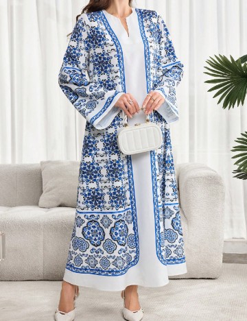 Rochie lunga SHEIN, alb/albastru