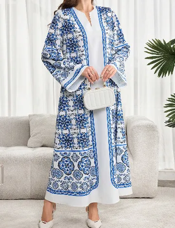 Rochie lunga SHEIN, alb/albastru