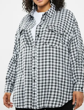 Camasa Oversize Missguided, alb/negru