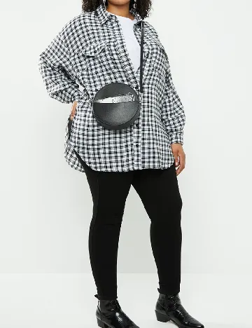 Camasa Oversize Missguided, alb/negru
