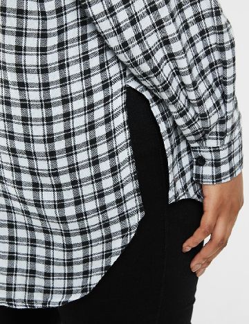 Camasa Oversize Missguided, alb/negru