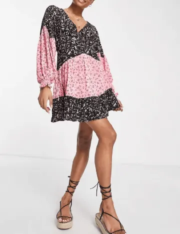 Rochie scurta Top Shop, negru/roz