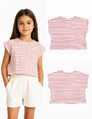 Tricou Zara, portocaliu/alb