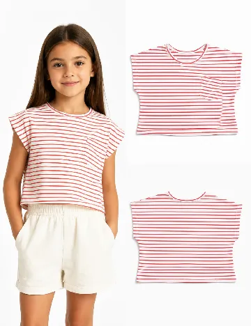 Tricou Zara, portocaliu/alb