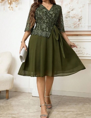 Rochie medie SHEIN CURVE, verde