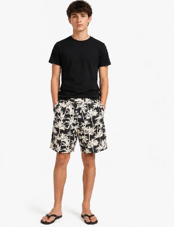 Pantaloni scurti Zara, crem/negru