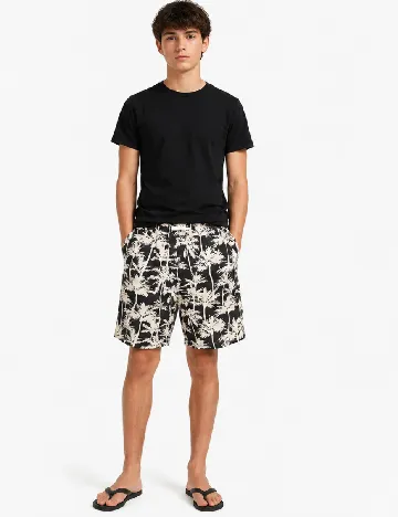 Pantaloni scurti Zara, crem/negru