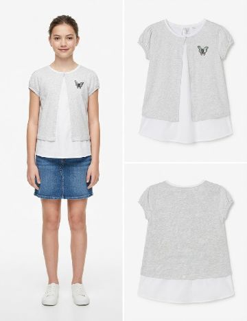 Bluza Zara, gri/alb