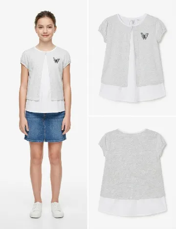 Bluza Zara, gri/alb