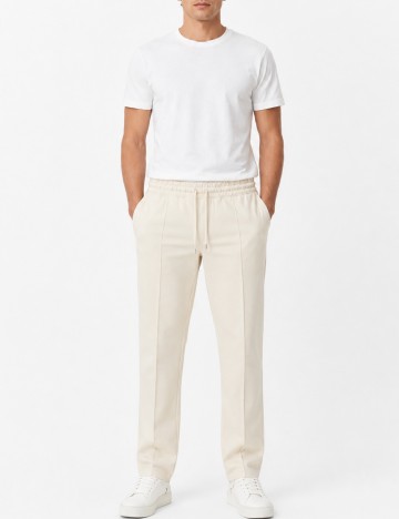 Pantaloni Topman, crem
