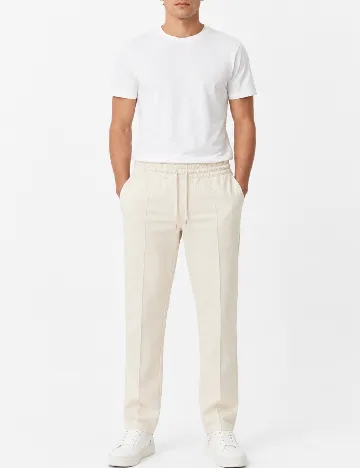 Pantaloni Topman, crem
