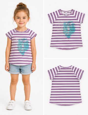 Tricou Zara, mov/alb
