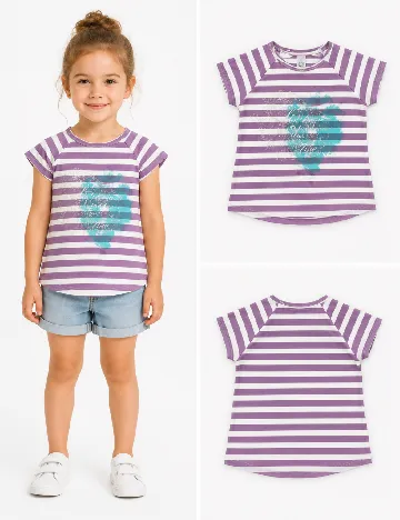 Tricou Zara, mov/alb