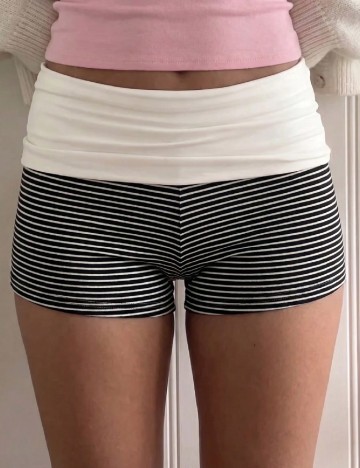 Pantaloni scurti SHEIN, alb/negru