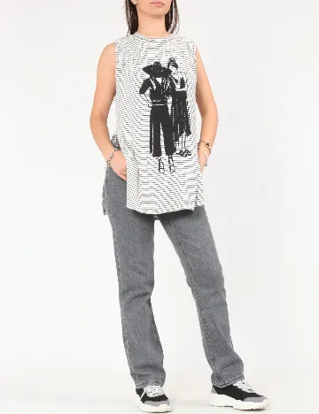Maiou Pull&Bear, alb/negru