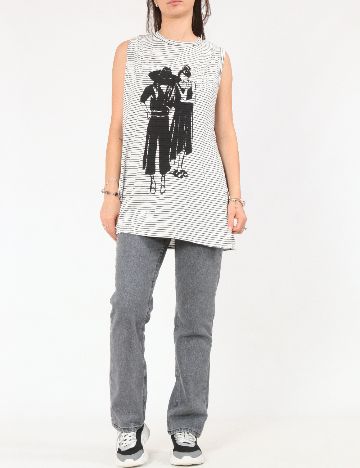 Maiou Pull&Bear, alb/negru