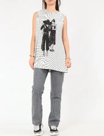 Maiou Pull&Bear, alb/negru