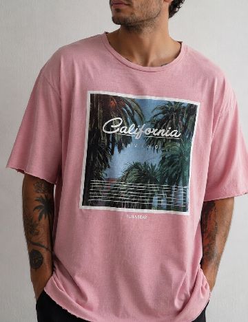 Tricou Oversize Pull&Bear, roz